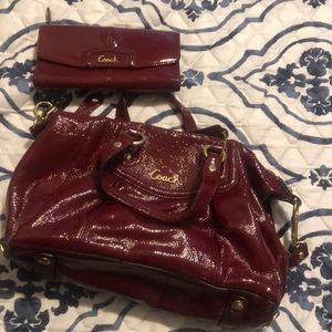 Leather coach purse and wallet